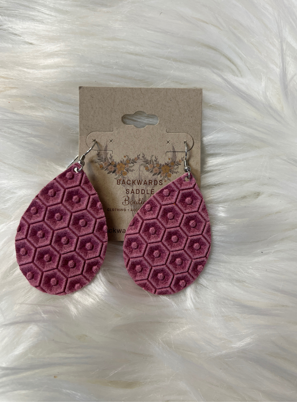 2" Blush Honeycomb Earrings
