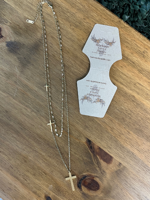 Double Layer Cross Pedant Necklace