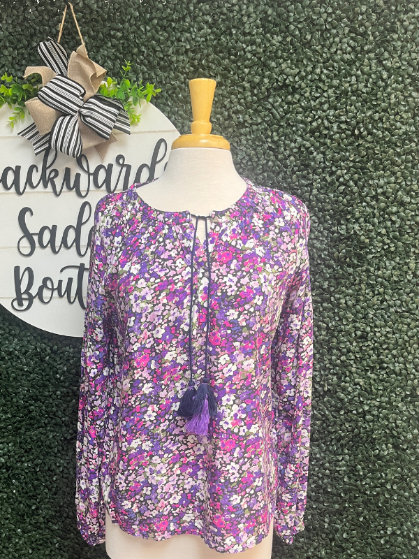 Purple Flowered Blouse