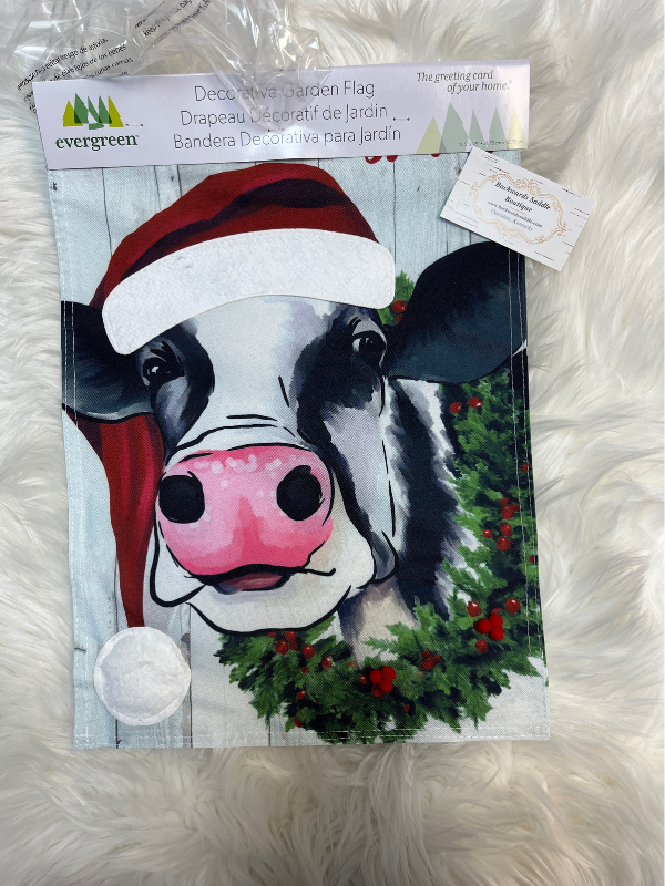 Christmas Cow Garden Flag