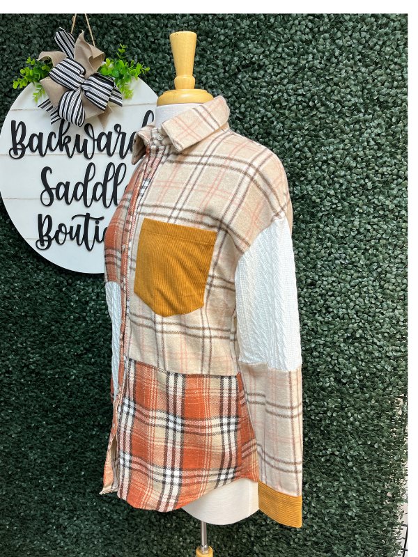 Plaid Patchwork Shirt Jacket