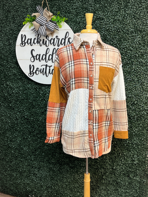 Plaid Patchwork Shirt Jacket