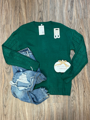Round Neck Green Knit Sweater