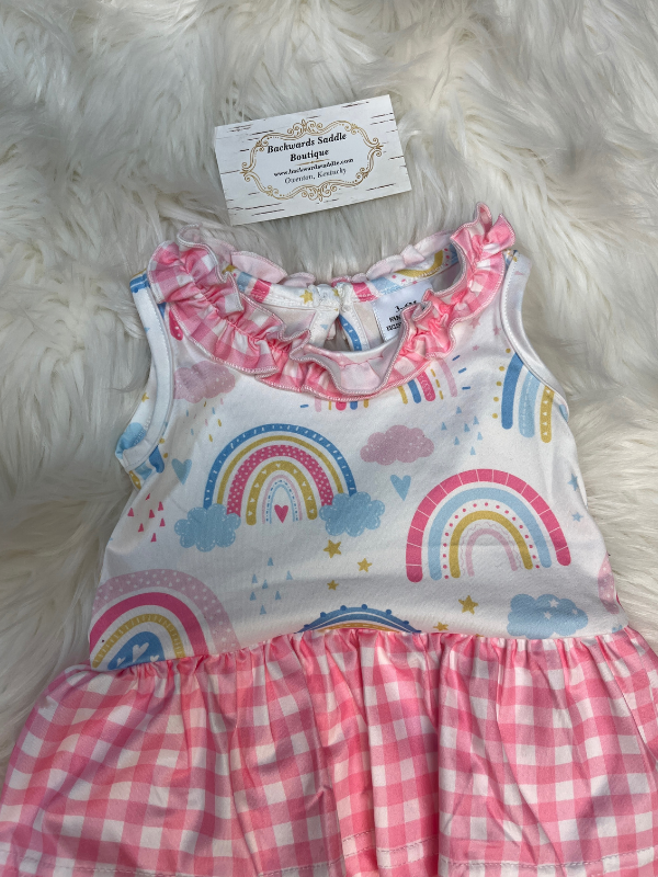 Kids Rainbow Printed Onesie with Skirt