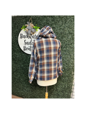 Plaid Lined Sherpa Hooded  Shacket