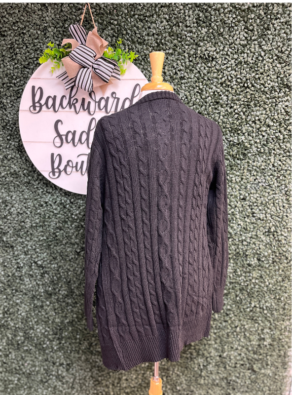 Medium Length Black Cardigan