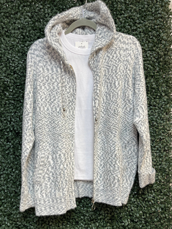 Zip-Knit Sweater Hooded Cardigan