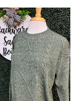 Mist Green Cable Knit Sweater Dress