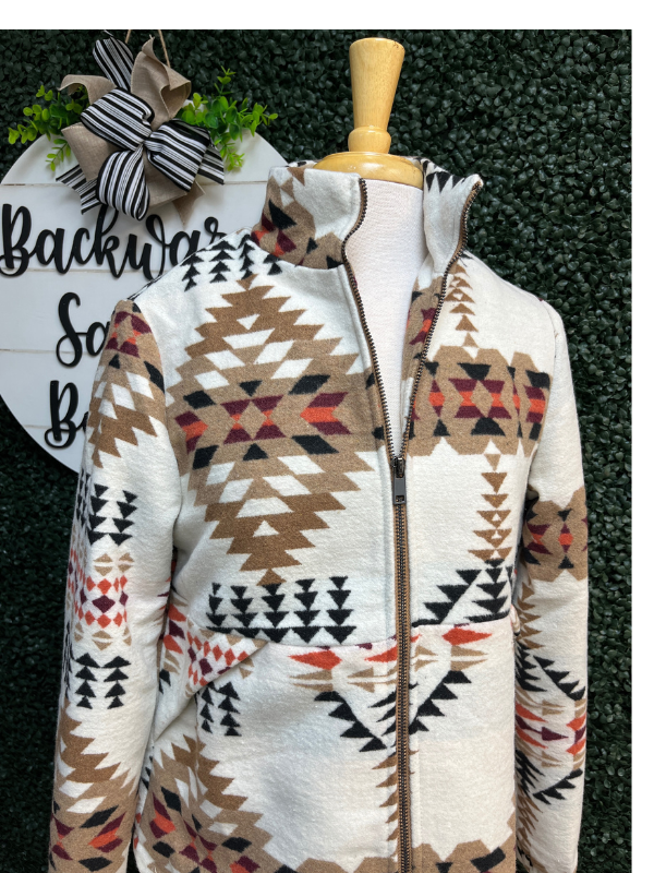 Aztec Print Zip Up Jacket