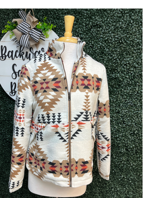 Aztec Print Zip Up Jacket