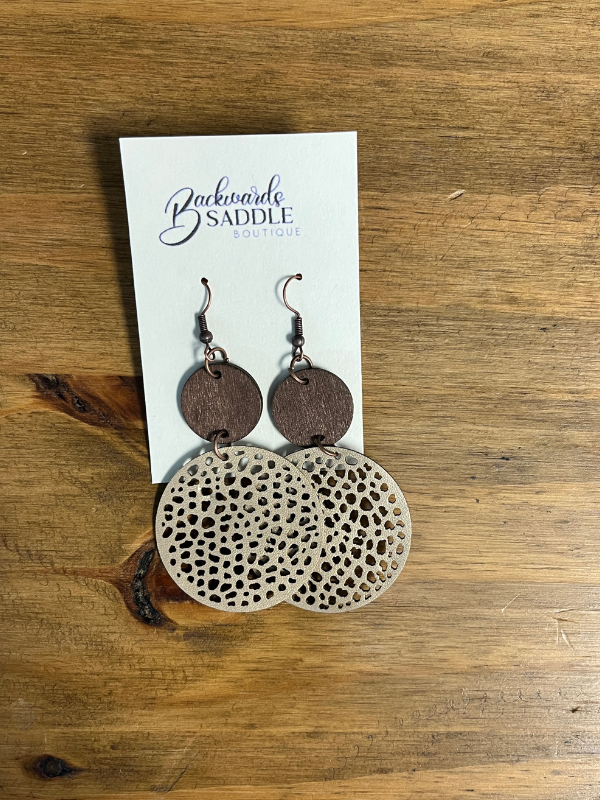 Wood and Leather Combo Earrings