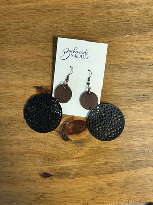 Wood and Leather Combo Earrings