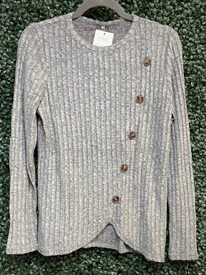 Round Neck Sweater with Button Detail
