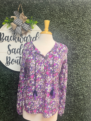 Purple Flowered Blouse