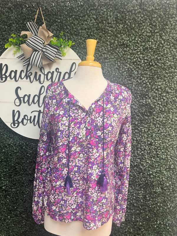 Purple Flowered Blouse