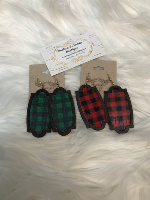 Wood with Plaid earrings