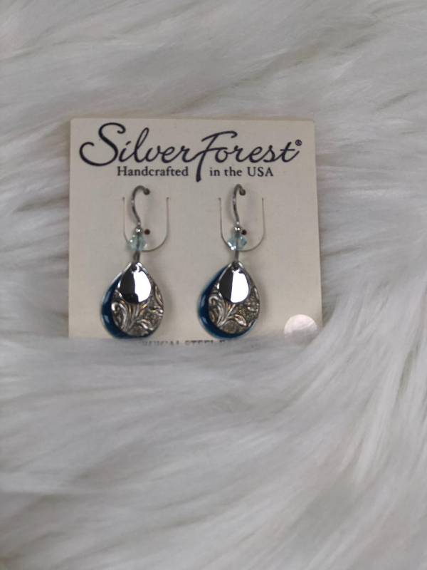 3 PC dangled silver earrings with blue