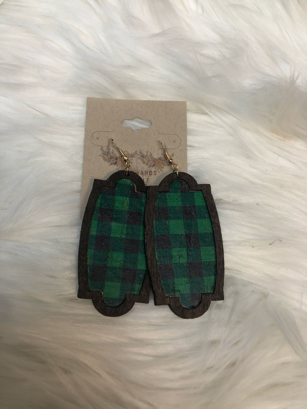 Wood with Plaid earrings