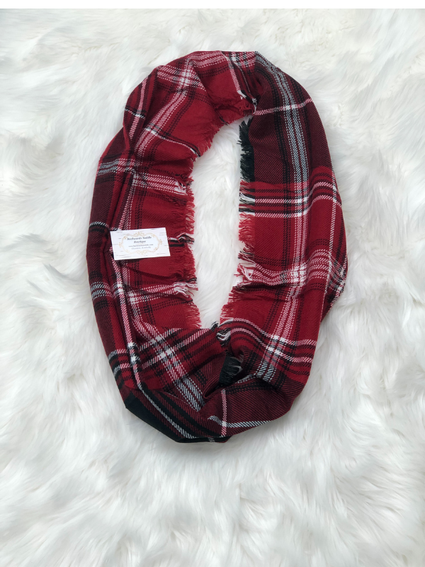 Plaid Infinity Scarf with red & black