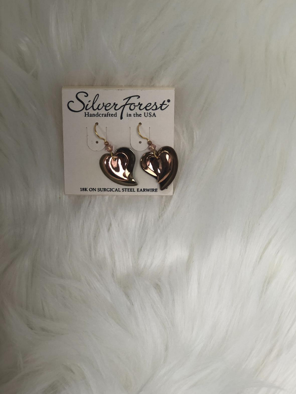 Two tone gold heart shape earrings