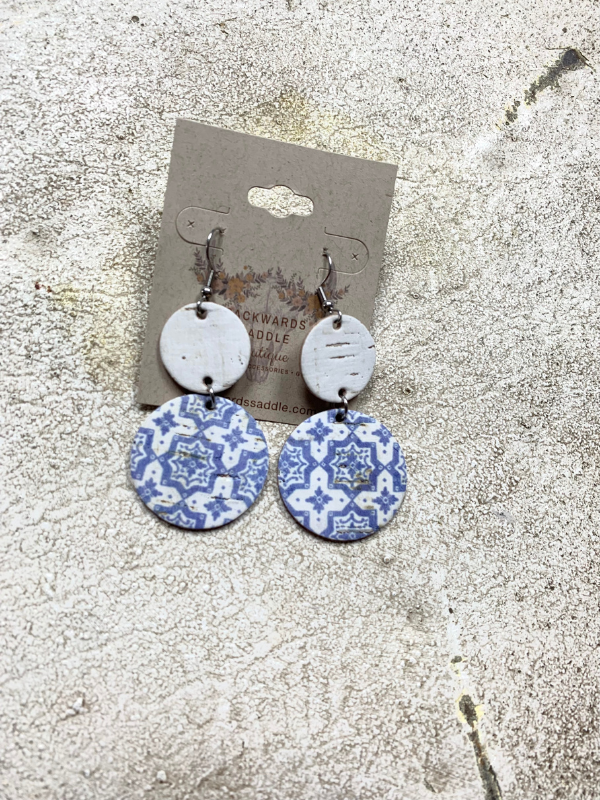 White & Blue Moroccan Dangle Earrings