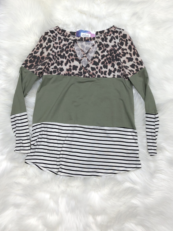 Olive Leopard Criss Cross Top