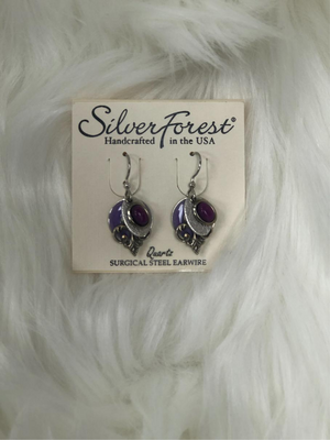 4 Dangled silver with lavender earrings