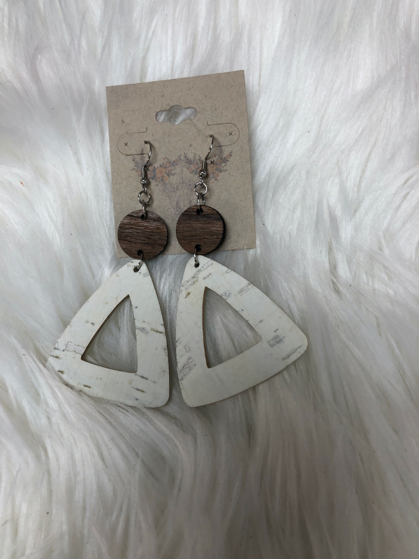 3" Wooden Triangle Earrings