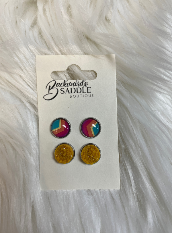 12mm Multi color & Butterscotch Earrings