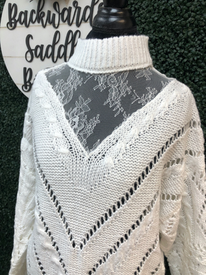 Ivory sweater with lace
