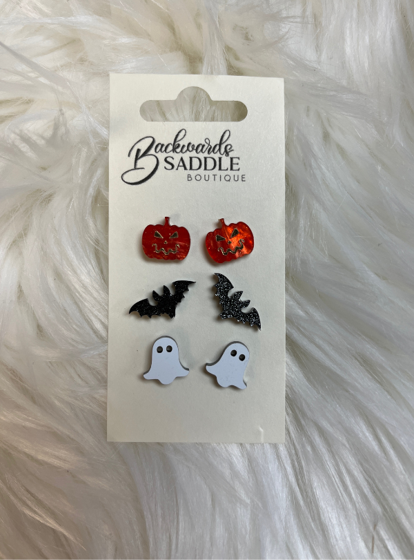 3 Fire Marbled Halloween Earrings