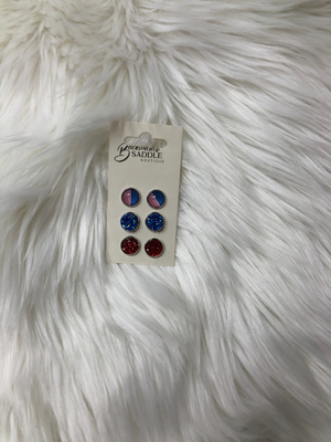 Red, blue, and flag earrings
