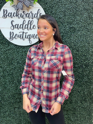 Flannel long sleeve button up sleeve