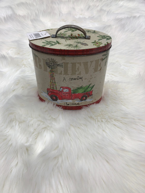 Country Christmas Tin w/Lid