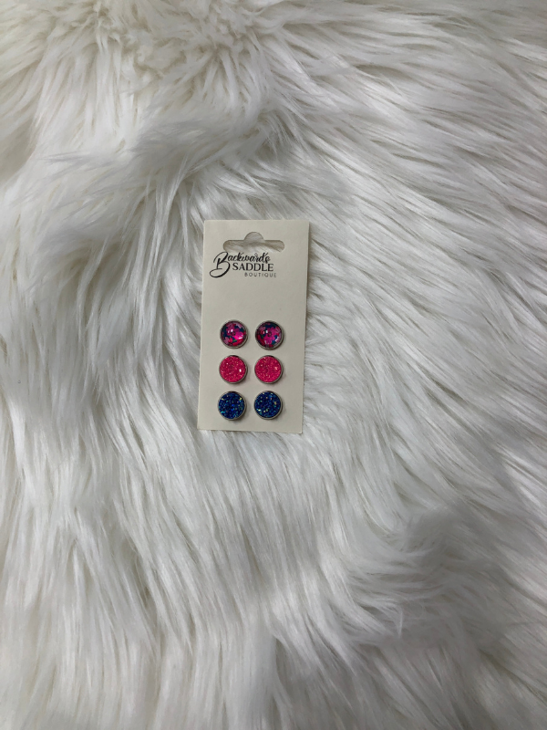Blue & Hot Pink & Floral Earrings