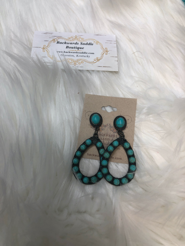 Boho natural stone necklace & earrings turquoise