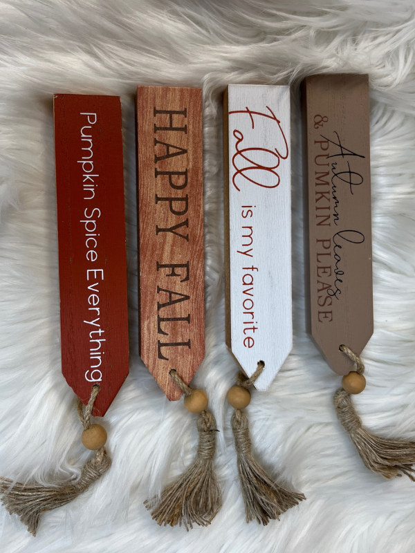 Wood Fall Small Tabletop Block Sign with Tassel