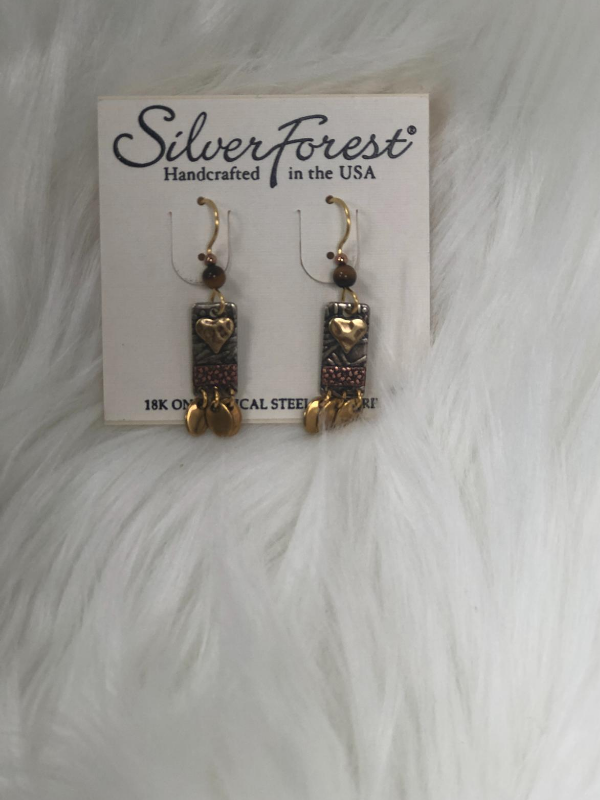 Silver/gold rectangle earrings