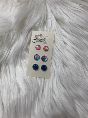 Blue & Pink Marble Earrings