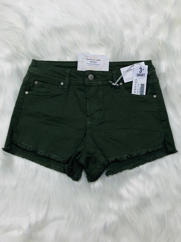 Celebrity Pink Green Denim Shorts