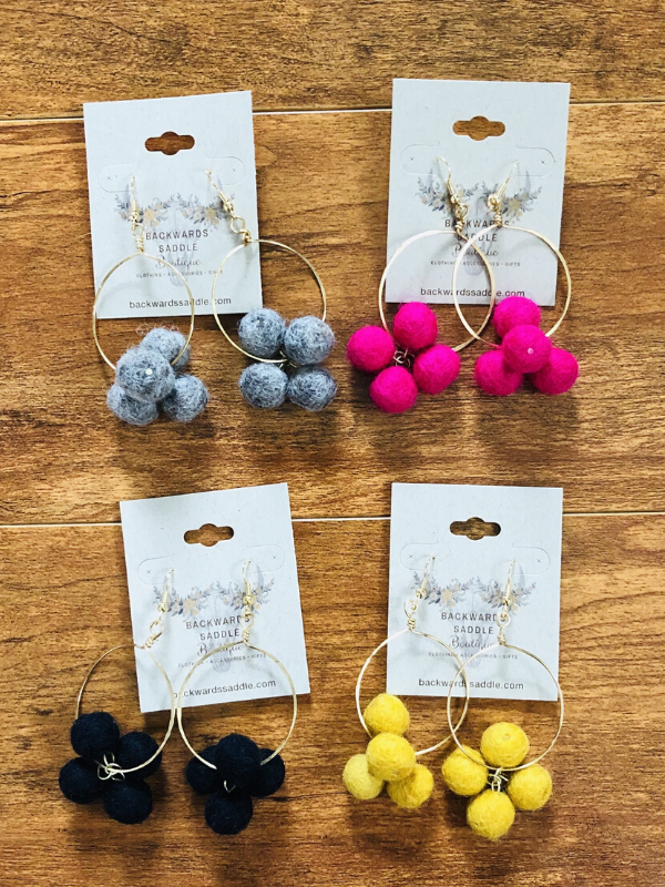 Pom Pom Dangle Earrings