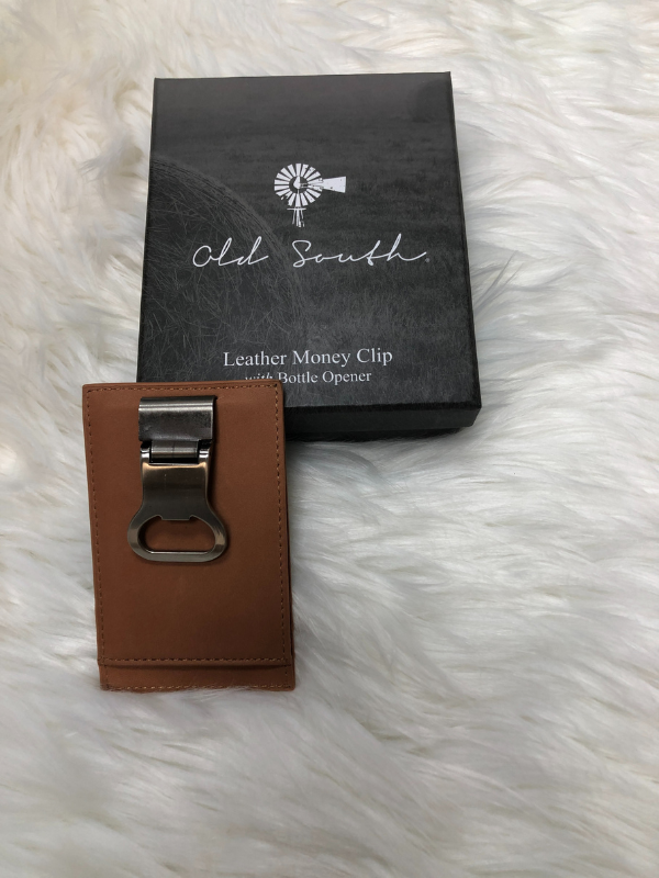Old South Leather money clip w/bottle opener