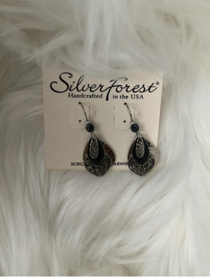 4 piece silver with black dangle earrings