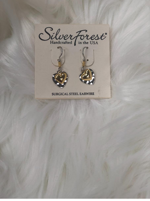 Heart shaped gold w/silver earrings`
