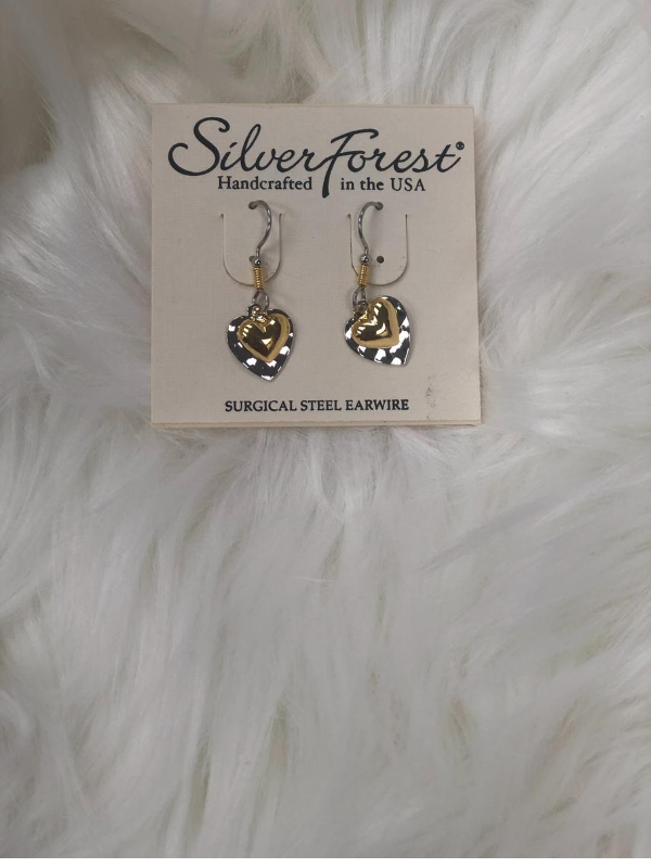 Heart shaped gold w/silver earrings`
