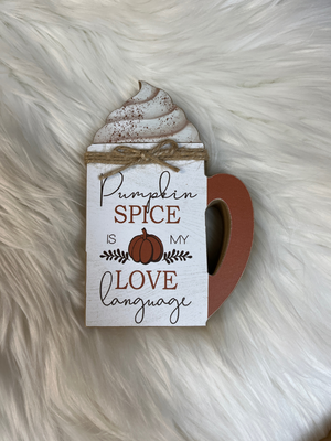 Wood Fall Latte Mug Shape Sign