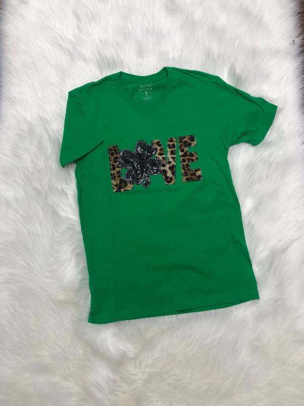 LOVE Shamrock tee and leopard