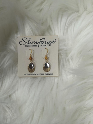 Tear drop shaped gold w/rose gold earrings`