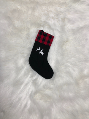 Red Buffalo Plaid Christmas Stockings with deer