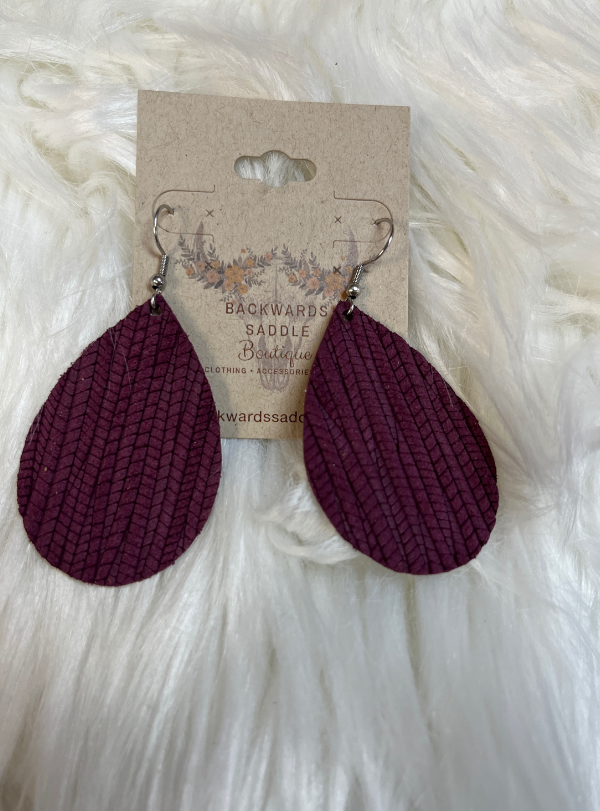 1.5" Purple leather earrings
